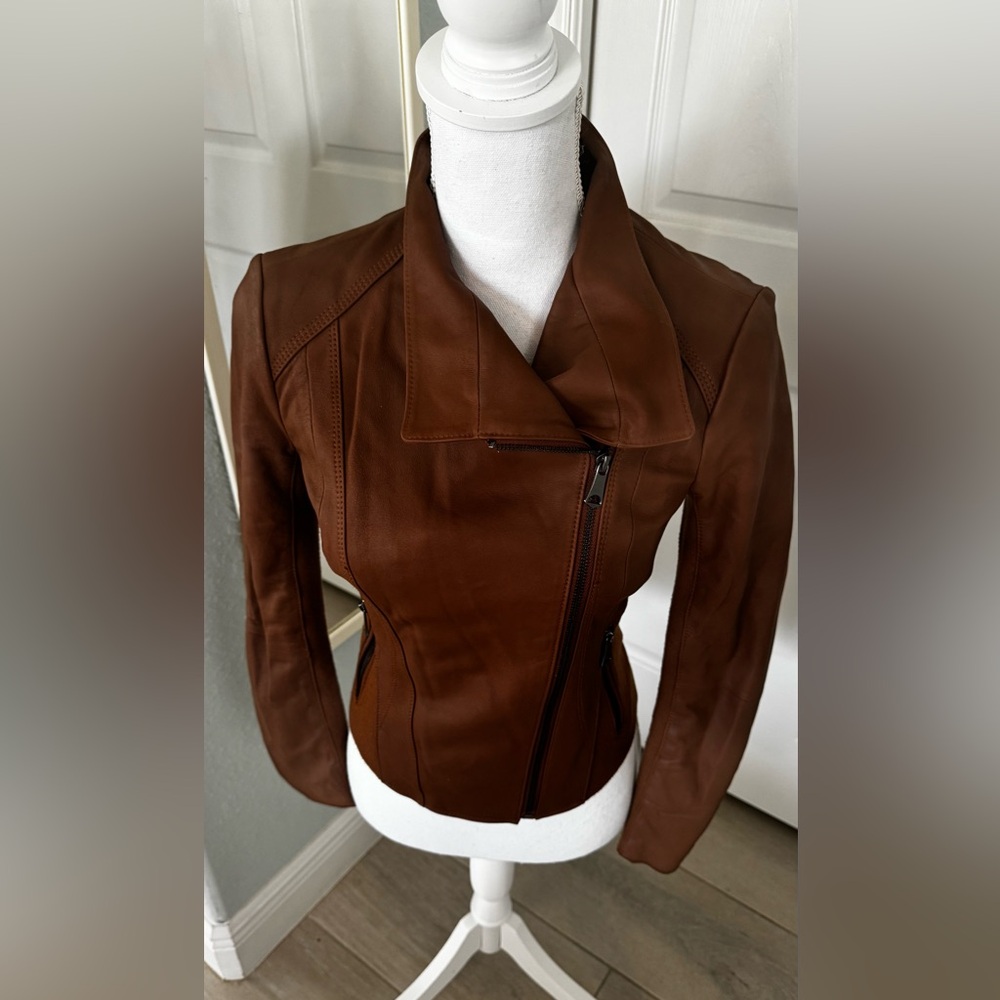 Marc New York Brown Leather Jacket Sz XS - Picture 11 of 16